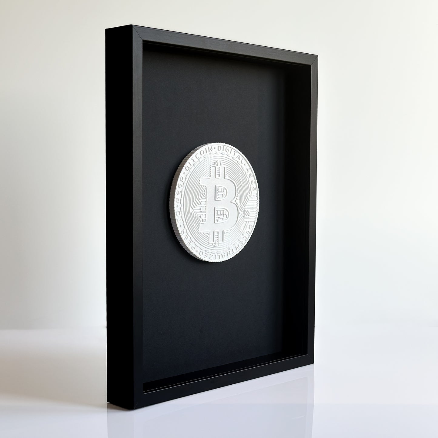 Bitcoin Coin 3D Framed Wall Art | Crypto Decor | Black Frame 30x40 cm